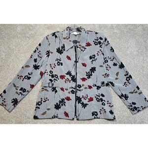 Kensington Square VTG Jacket Full Zip Gray Floral Lightweight USA Made Women 8P